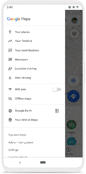 Google maps controls
