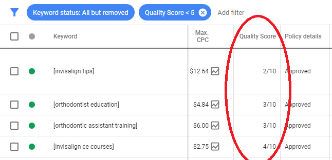 Images are bad for quality score