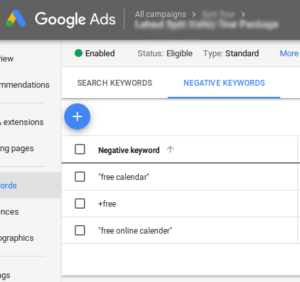 Negative Keywords for ppc