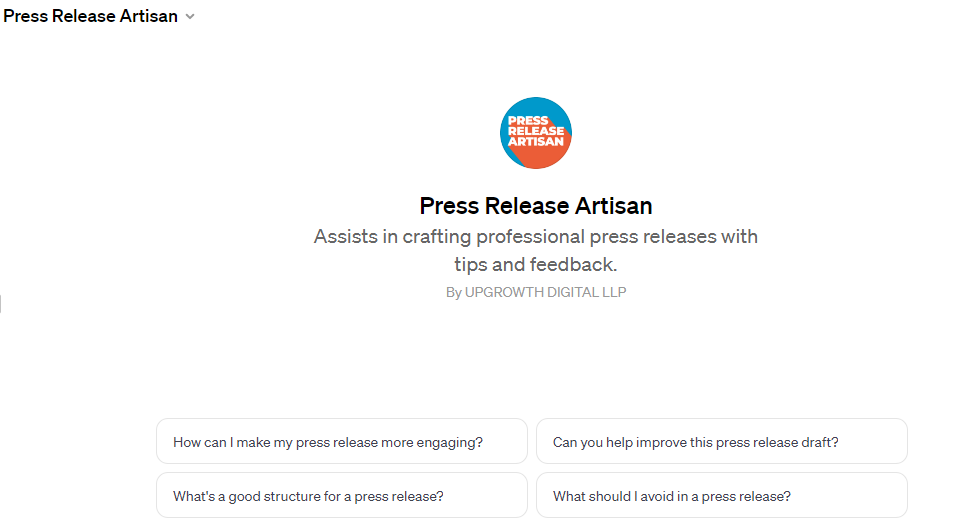 Press Release Artisan