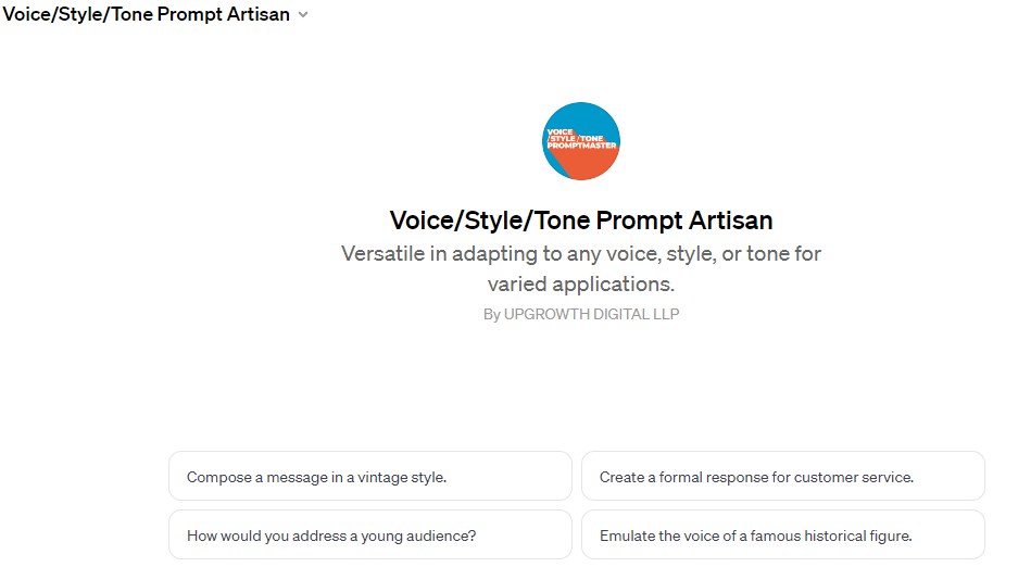 Voice Style Tone Prompt Artisan